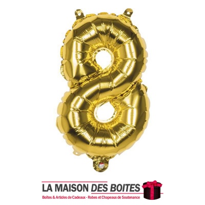 La Maison des Boîtes - Ballon en Aluminium Métallique Chiffre Numéro 8- Gold -18" - Tunisie Meilleur Prix (Idée Cadeau, Gift Box
