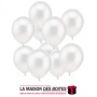 La Maison des Boîtes - Lot de 50 Ballons Nacrés Métalliques Blanc 100% Latex - Tunisie Meilleur Prix (Idée Cadeau, Gift Box, Déc