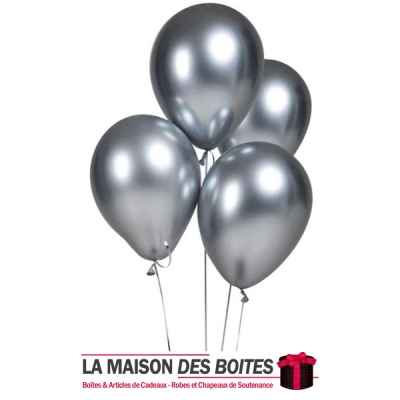 La Maison des Boîtes - Lot de 50 Ballons Nacrés Métalliques Gris Foncé 100% Latex - Tunisie Meilleur Prix (Idée Cadeau, Gift Box