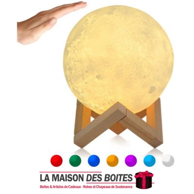 La Maison des Boîtes - Veilleuse Lune LED À Couleurs Changeantes - 18 cm - Tunisie Meilleur Prix (Idée Cadeau, Gift Box, Décorat