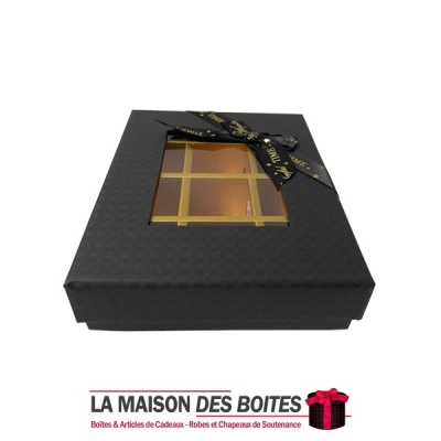La Maison des Boîtes - Coffret Chocolat Rectangulaire de 12 Pièces- Noir - Tunisie Meilleur Prix (Idée Cadeau, Gift Box, Décorat