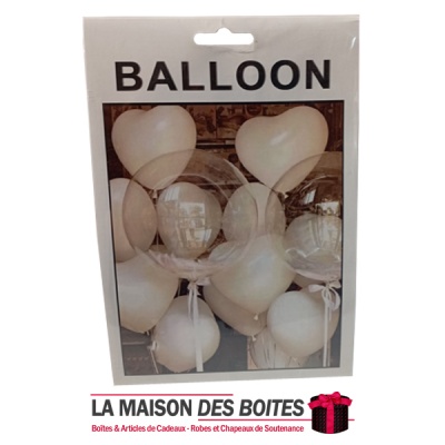 La Maison des Boîtes - 11 Ballons Blanc Sous Forme de Cœur & 2 transparents - Tunisie Meilleur Prix (Idée Cadeau, Gift Box, Déco