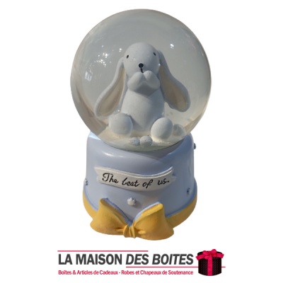 La Maison des Boîtes - Boule de Neige Musicale de Petit Lapin Bleu - Tunisie Meilleur Prix (Idée Cadeau, Gift Box, Décoration, S