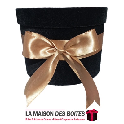 La Maison des Boîtes - Boîte Cadeau à fleurs sous Forme Ronde en Velours - Noir - (20x15.5cm) - Tunisie Meilleur Prix (Idée Cade