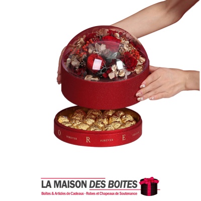 La Maison des Boîtes - Boîte à chocolat Ronde à Deux Couches avec Couvercle en PVC Transparent - Tunisie Meilleur Prix (Idée Cad