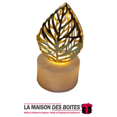 La Maison des Boîtes - Veilleuse Feuille  Métallique Doré - Tunisie Meilleur Prix (Idée Cadeau, Gift Box, Décoration, Soutenance