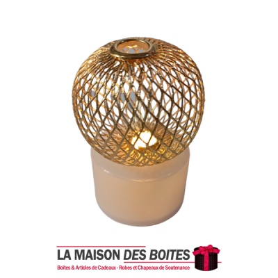La Maison des Boîtes - Veilleuse Rond Métallique Doré - Tunisie Meilleur Prix (Idée Cadeau, Gift Box, Décoration, Soutenance, Bo