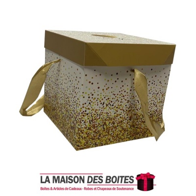 La Maison des Boîtes - Boîte Cadeau avec Ruban satiné Gold (15x15x15cm) - Tunisie Meilleur Prix (Idée Cadeau, Gift Box, Décorati