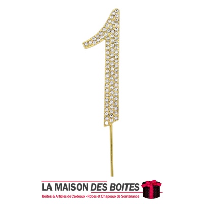 La Maison des Boîtes - Décoration de Gâteau Chiffres Doré Diamant Numéro 1 - Tunisie Meilleur Prix (Idée Cadeau, Gift Box, Décor