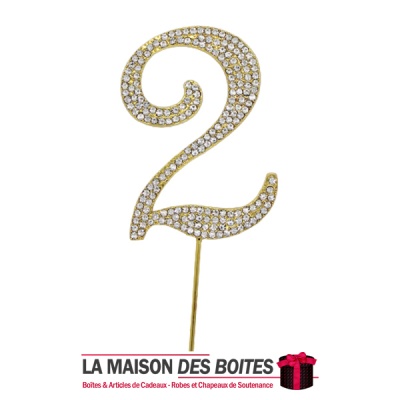 La Maison des Boîtes - Décoration de Gâteau Chiffres Doré Diamant Numéro 2 - Tunisie Meilleur Prix (Idée Cadeau, Gift Box, Décor