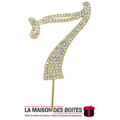 La Maison des Boîtes - Décoration de Gâteau Chiffres Doré Diamant Numéro 7 - Tunisie Meilleur Prix (Idée Cadeau, Gift Box, Décor