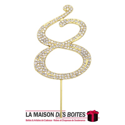 La Maison des Boîtes - Décoration de Gâteau Chiffres Doré Diamant Numéro 8 - Tunisie Meilleur Prix (Idée Cadeau, Gift Box, Décor