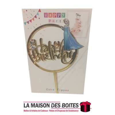 La Maison des Boîtes - Garniture à Gâteau en Acrylique Doré Miroir joyeux anniversaire Elza - Tunisie Meilleur Prix (Idée Cadeau