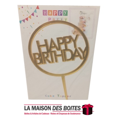 La Maison des Boîtes - Garniture à Gâteau en Acrylique Doré Miroir joyeux anniversaire - Tunisie Meilleur Prix (Idée Cadeau, Gif