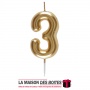 La Maison des Boîtes - Bougie Anniversaire Doré - Chiffre 3 - Tunisie Meilleur Prix (Idée Cadeau, Gift Box, Décoration, Soutenan