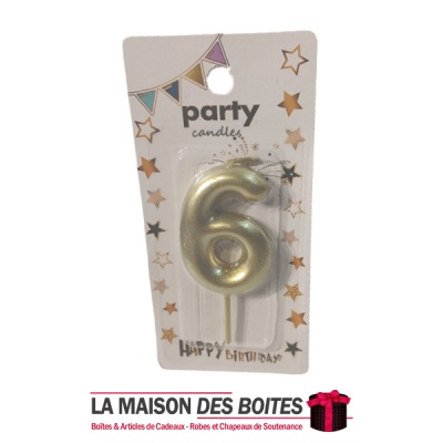 Bougie anniversaire or chiffre 6