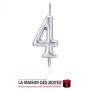 La Maison des Boîtes - Bougie Anniversaire Argent - Chiffre 4 - Tunisie Meilleur Prix (Idée Cadeau, Gift Box, Décoration, Souten
