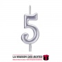 La Maison des Boîtes - Bougie Anniversaire Argent - Chiffre 5 - Tunisie Meilleur Prix (Idée Cadeau, Gift Box, Décoration, Souten