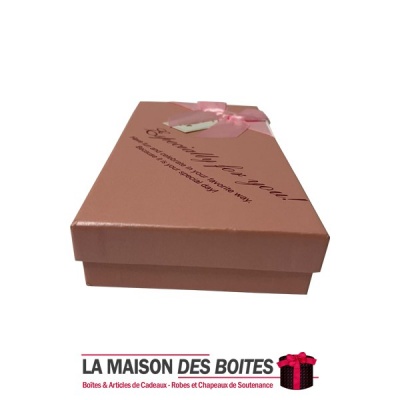La Maison des Boîtes - Coffret Chocolat Rectangulaire de 18 Pièces-Rose Sable - Tunisie Meilleur Prix (Idée Cadeau, Gift Box, Dé