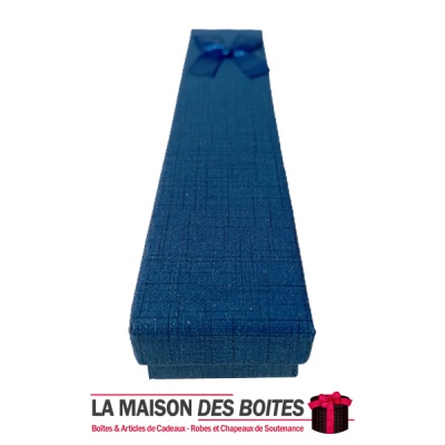 La Maison des Boîtes - Boite Cadeau de Bijou en Papier-Peint (21x4x2.3cm) - Bleu - Tunisie Meilleur Prix (Idée Cadeau, Gift Box,