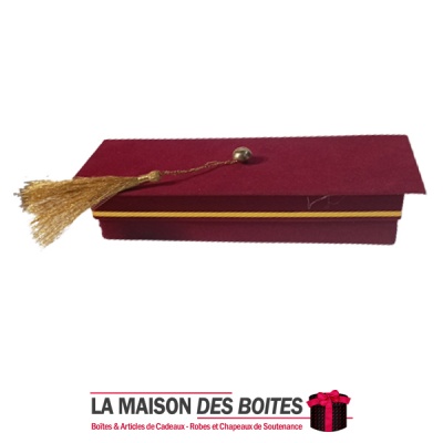 La Maison des Boîtes - Boîte en Daim Rectangulaire pour Soutenance - Rouge -(17x5x3.5cm) - Tunisie Meilleur Prix (Idée Cadeau, G