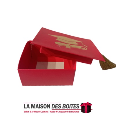 La Maison des Boîtes - Boîte en Carton Carré  pour Soutenance - Rouge - (9.5x9.5x4cm) - Tunisie Meilleur Prix (Idée Cadeau, Gift