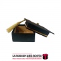 La Maison des Boîtes - Boîte en Daim Carré pour Soutenance - Noir -(8x8x3.5cm) - Tunisie Meilleur Prix (Idée Cadeau, Gift Box, D