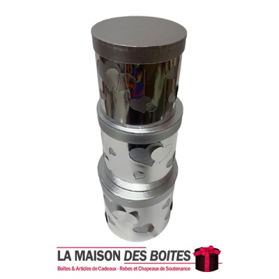 La Maison des Boîtes - Lot de 3 Boîtes Cadeaux de forme cylindrique - Argent - Tunisie Meilleur Prix (Idée Cadeau, Gift Box, Déc