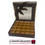 La Maison des Boîtes - Coffret Chocolat de 25 Pièces -Carré Marron Pointé en Doré - Tunisie Meilleur Prix (Idée Cadeau, Gift Box