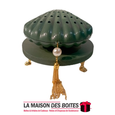 La Maison des Boîtes - Encensoir à Charbon Métal sous Forme de Coquillage - Vert - Tunisie Meilleur Prix (Idée Cadeau, Gift Box,