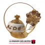 La Maison des Boîtes - Encensoir à Charbon Céramique & Métal - Blanc & Doré - Tunisie Meilleur Prix (Idée Cadeau, Gift Box, Déco
