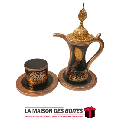 La Maison des Boîtes - Encensoir à Charbon Sous Forme théière -  Noir & Doré - Tunisie Meilleur Prix (Idée Cadeau, Gift Box, Déc