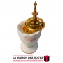 La Maison des Boîtes - Encensoir à Charbon  Céramique Sous Forme de Vase  avec Couvercle - Blanc & Doré - Tunisie Meilleur Prix 