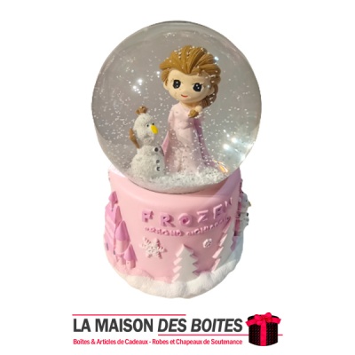 La Maison des Boîtes - Boule de Neige Musicale Lumineuse "Frozen "- Rose - Tunisie Meilleur Prix (Idée Cadeau, Gift Box, Décorat