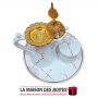 La Maison des Boîtes - Encensoir à Charbon Sous Forme théière -  Blanc & Doré - Tunisie Meilleur Prix (Idée Cadeau, Gift Box, Dé