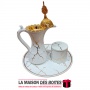 La Maison des Boîtes - Encensoir à Charbon Sous Forme théière -  Blanc & Doré - Tunisie Meilleur Prix (Idée Cadeau, Gift Box, Dé