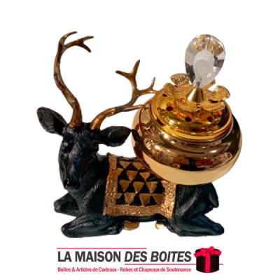 La Maison des Boîtes - Encensoir à Charbon en Forme de Cerf - Noir & Doré - Tunisie Meilleur Prix (Idée Cadeau, Gift Box, Décora