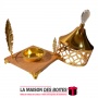 La Maison des Boîtes - Encensoir à Charbon sous Forme de Pot d'encre & la Plume Métal - Doré - Tunisie Meilleur Prix (Idée Cadea