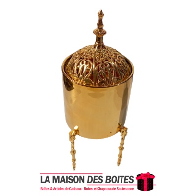 La Maison des Boîtes - Encensoir à Charbon Métallique Doré - Tunisie Meilleur Prix (Idée Cadeau, Gift Box, Décoration, Soutenanc