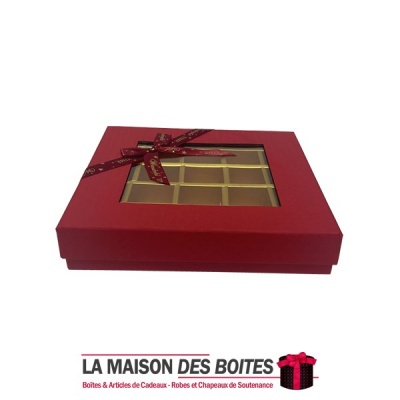 La Maison des Boîtes - Coffret Chocolat de 25 Pièces -Carré Rouge - Tunisie Meilleur Prix (Idée Cadeau, Gift Box, Décoration, So