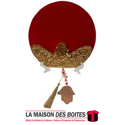 La Maison des Boîtes - Éventail à Main en Velours pour Mariage - Rouge Bordeau - Tunisie Meilleur Prix (Idée Cadeau, Gift Box, D