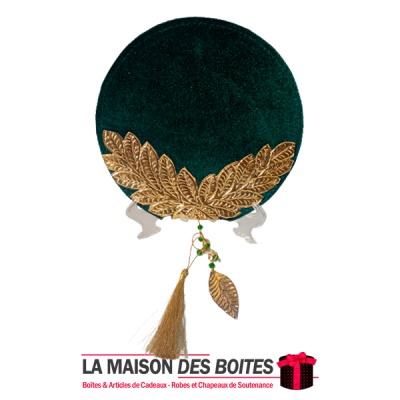 La Maison des Boîtes - Éventail à Main en Velours pour Mariage - vert - Tunisie Meilleur Prix (Idée Cadeau, Gift Box, Décoration