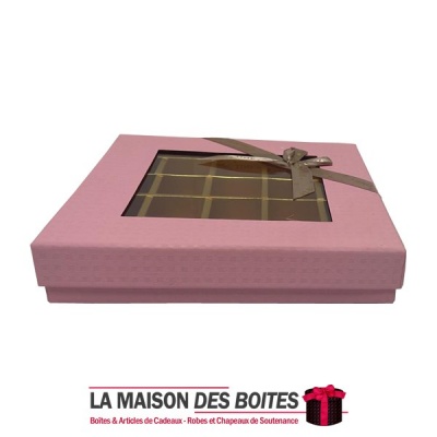 La Maison des Boîtes - Coffret Chocolat de 25 Pièces -Carré Rose - Tunisie Meilleur Prix (Idée Cadeau, Gift Box, Décoration, Sou