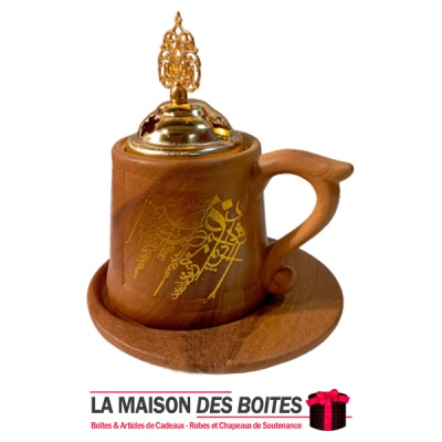 La Maison des Boîtes - Encensoir à Charbon sous Forme Tasse café  - couleur de Bois - Tunisie Meilleur Prix (Idée Cadeau, Gift B