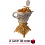 La Maison des Boîtes - Encensoir à Charbon sous Forme Tasse Café - Blanc & Doré - Tunisie Meilleur Prix (Idée Cadeau, Gift Box, 