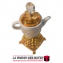 La Maison des Boîtes - Encensoir à Charbon sous Forme Tasse Café - Blanc & Doré - Tunisie Meilleur Prix (Idée Cadeau, Gift Box, 