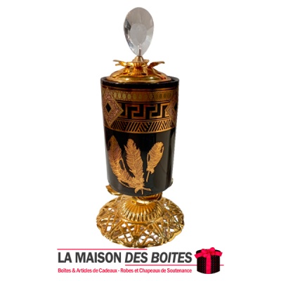 La Maison des Boîtes - Encensoir à Charbon en Céramique & Métallique - Noir & Doré - Tunisie Meilleur Prix (Idée Cadeau, Gift Bo