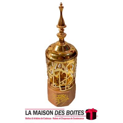 La Maison des Boîtes - Encensoir à Charbon en Céramique & Métallique - Couleur de Bois  & Doré - Tunisie Meilleur Prix (Idée Cad