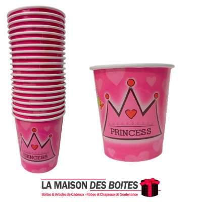 La Maison des Boîtes - 20 Gobelets Jetables pour L'anniversaire - Thème Princesse - Tunisie Meilleur Prix (Idée Cadeau, Gift Box