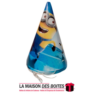 La Maison des Boîtes - 6 Chapeaux en Carton d'Anniversaire - Thème Les Minions - Tunisie Meilleur Prix (Idée Cadeau, Gift Box, D